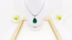 Certified 40 Carat Emerald and Diamond Necklace in 18 Karat Gold
