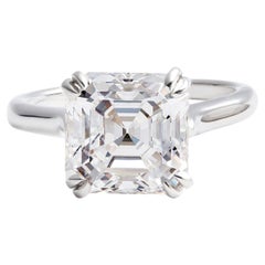 Bague de fiançailles certifiée 4,01 carats de diamants carrés taille émeraude