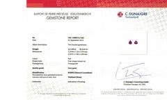 Pendientes de gota de oro blanco de 18 quilates con rubíes y diamantes certificados en forma de pera de 4,02 quilates