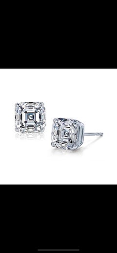 Certified 4.02 Carat Square Emerald Cut Diamond Stud Earrings