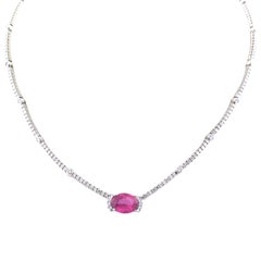 Certified, 4.05 Carat No Heat Pink Sapphire Necklace