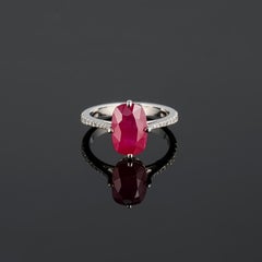 Certified 4.06 Carat Burma Ruby and Diamond Engagement Ring