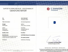 Certified 4.07 Carat Emerald Cut Sapphire Diamond 3 Stone Halo Ring in Platinum