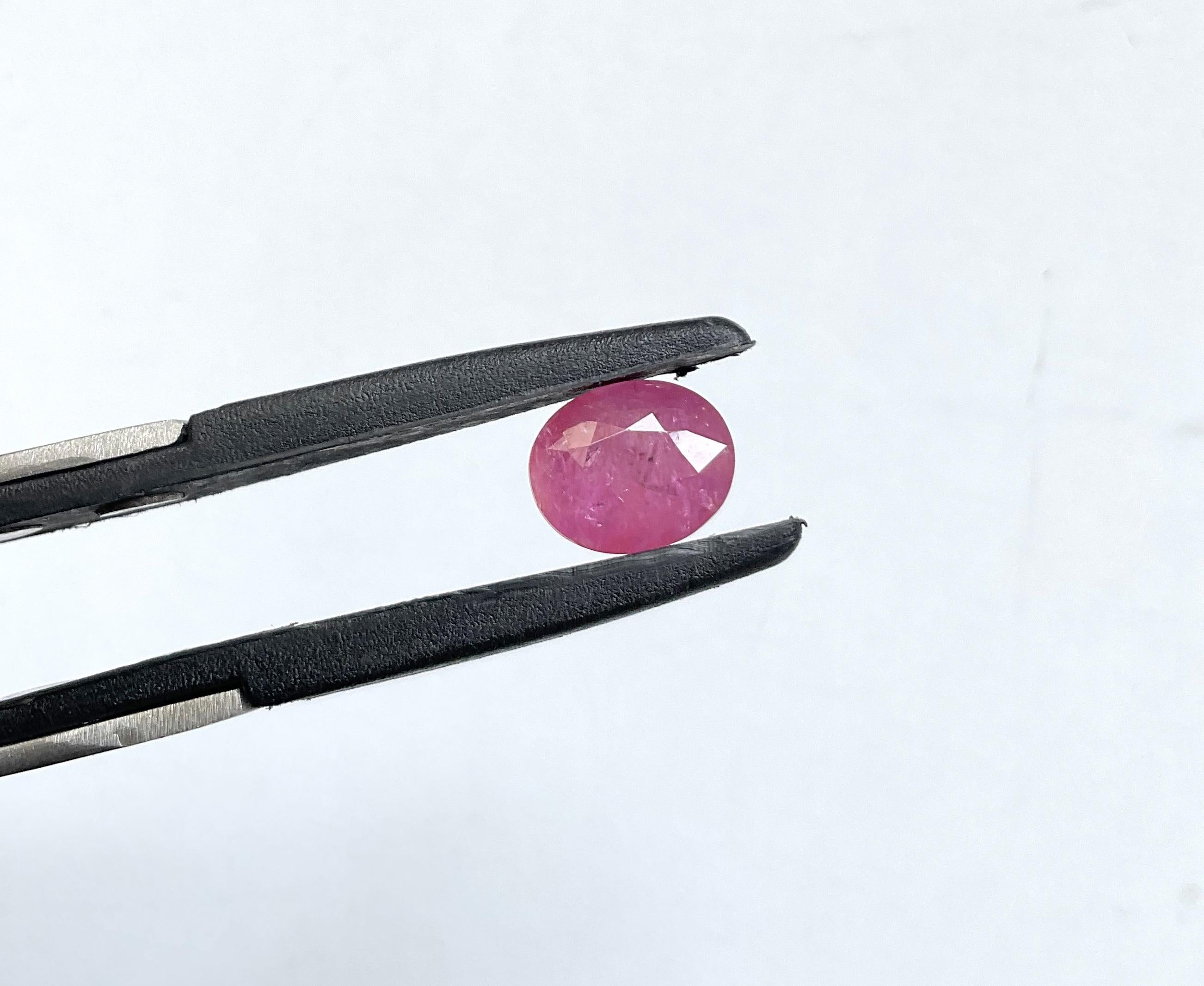 Certified 4.11 Carats Mozambique Ruby Oval Faceted Cut stone No Heat Natural Gem 1