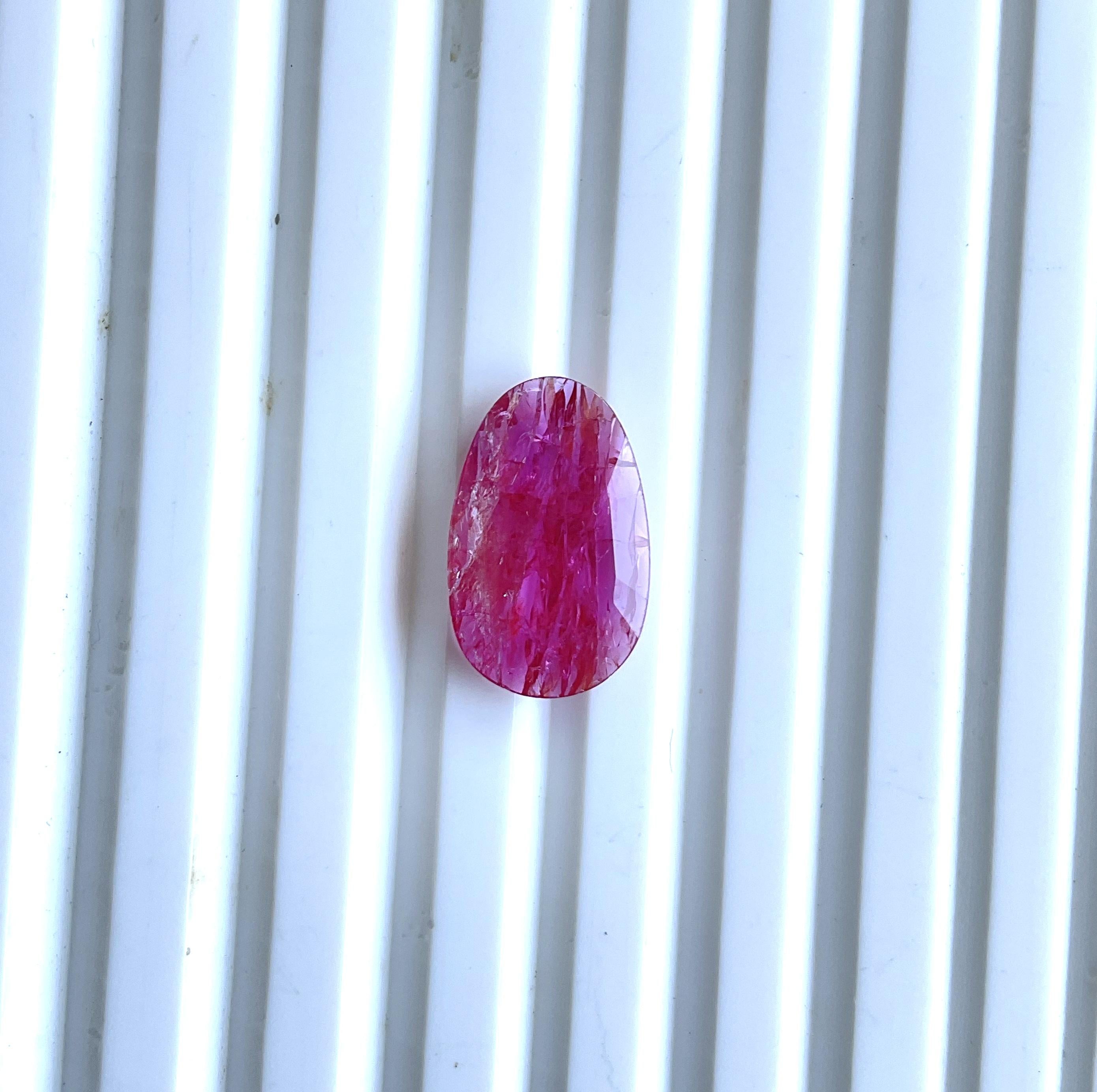 Oval Cut Certified 4.12 Carats Mozambique Ruby Oval Faceted Cut stone No Heat Natural For Sale