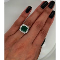 Certified 4.15 Carat Halo Natural Emerald Diamond Eternity Band Ring for Her