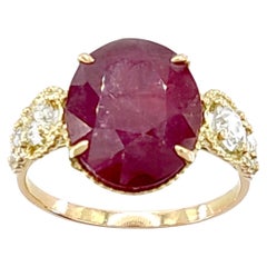 Certified 4.17 carats Ruby Diamond 14K Gold Ring - Contemporary Handmade