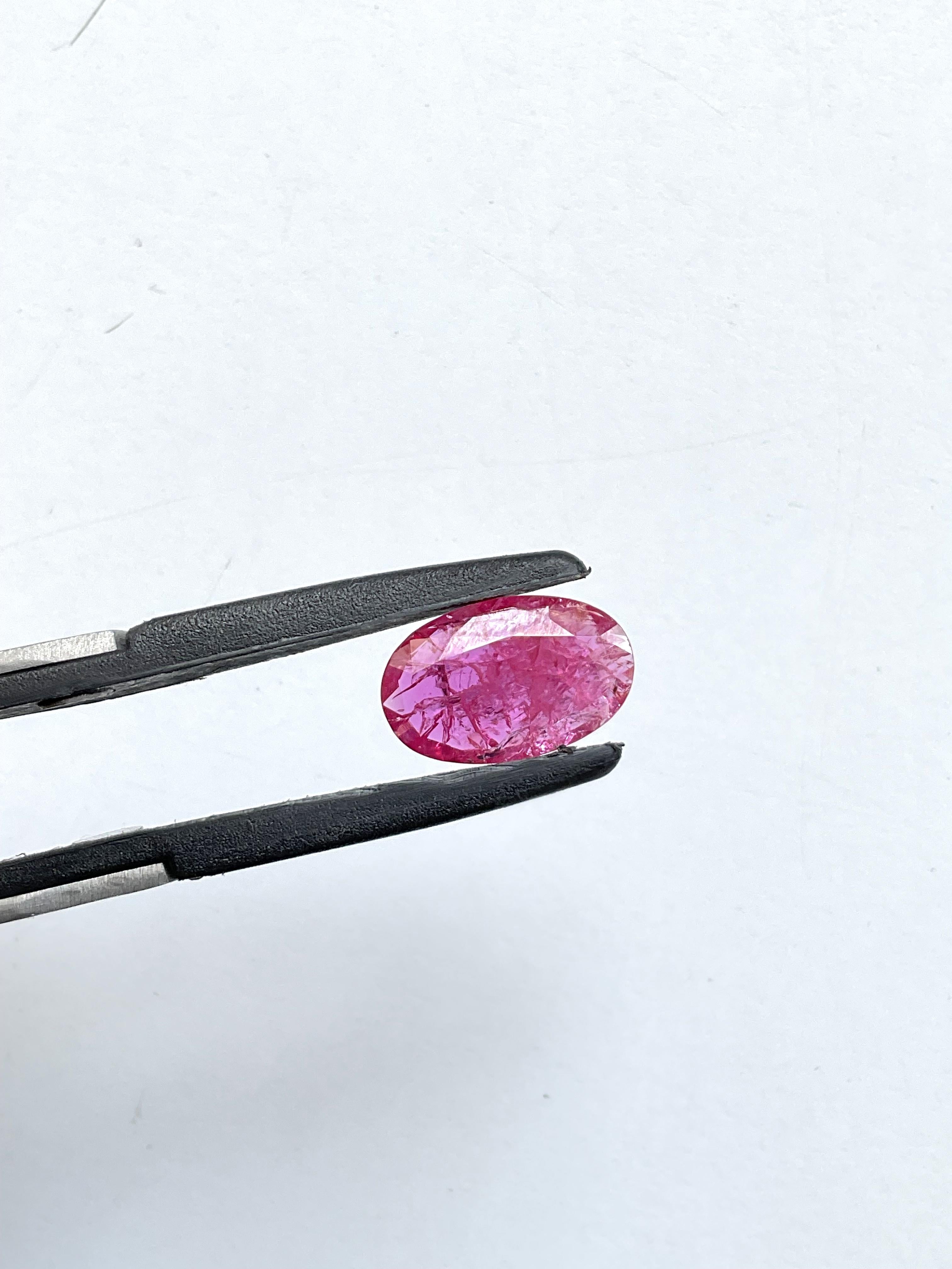 Certified 4.20 Carats Mozambique Ruby Oval Faceted Cut stone No Heat Natural Gem 1