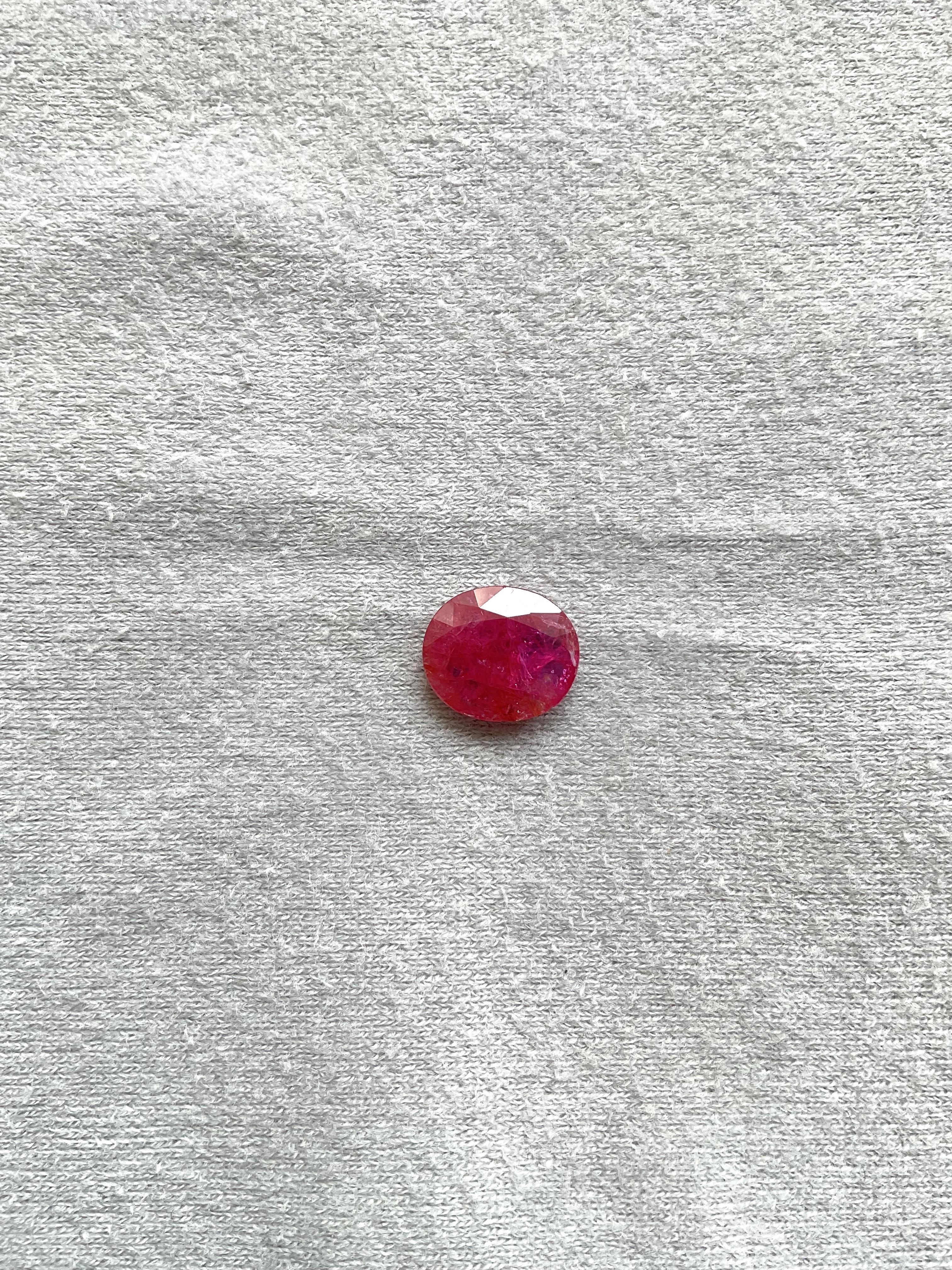 Certified 4.23 Carats Mozambique Ruby Oval Faceted Cut stone No Heat Natural Gem

Weight: 4.23 Carats
Size: 12.5x11x3 MM
Pieces: 1
Shape: Faceted Oval cut stone