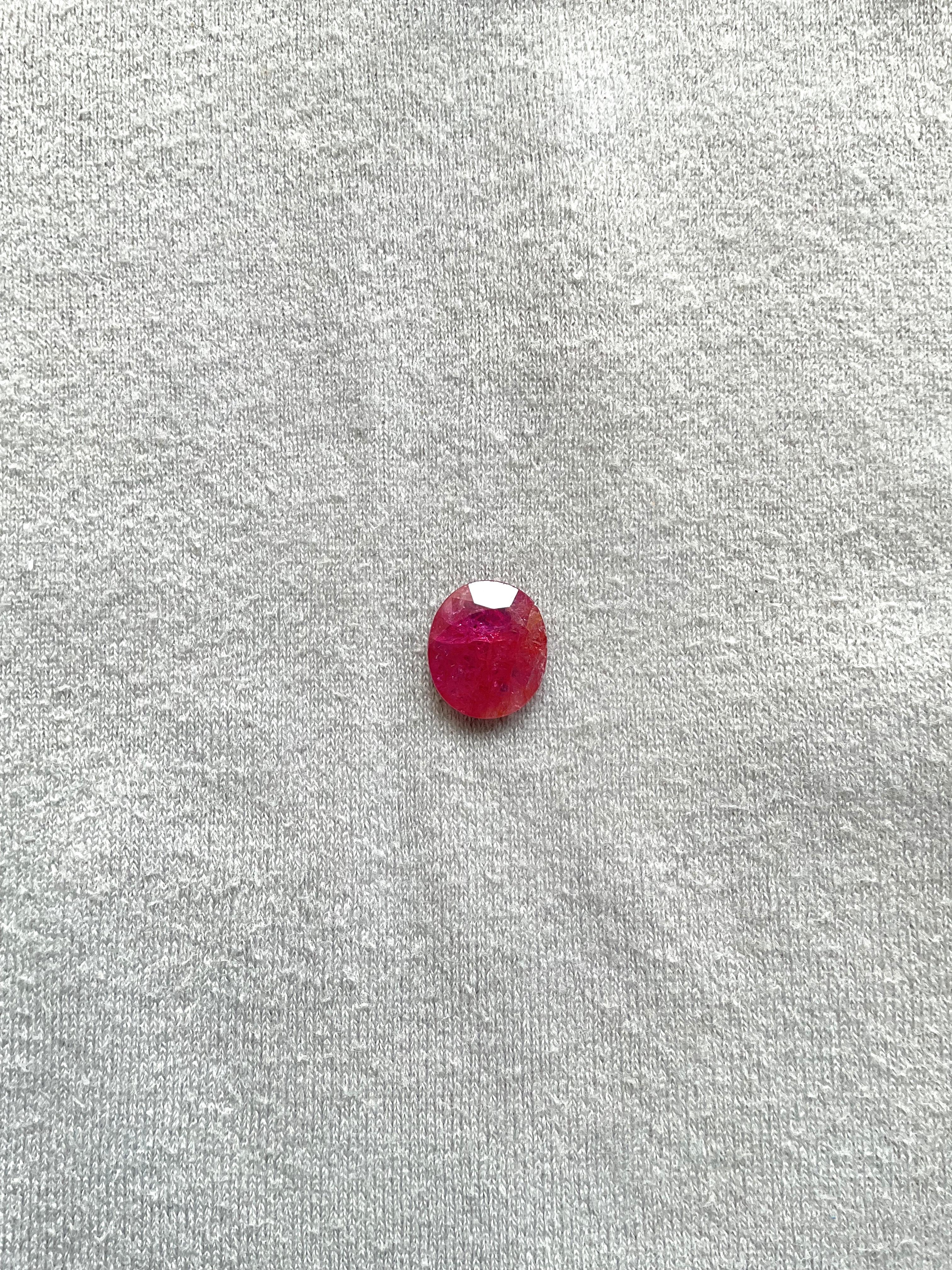 Art Deco Certified 4.23 Carats Mozambique Ruby Oval Faceted Cut stone No Heat Natural Gem For Sale