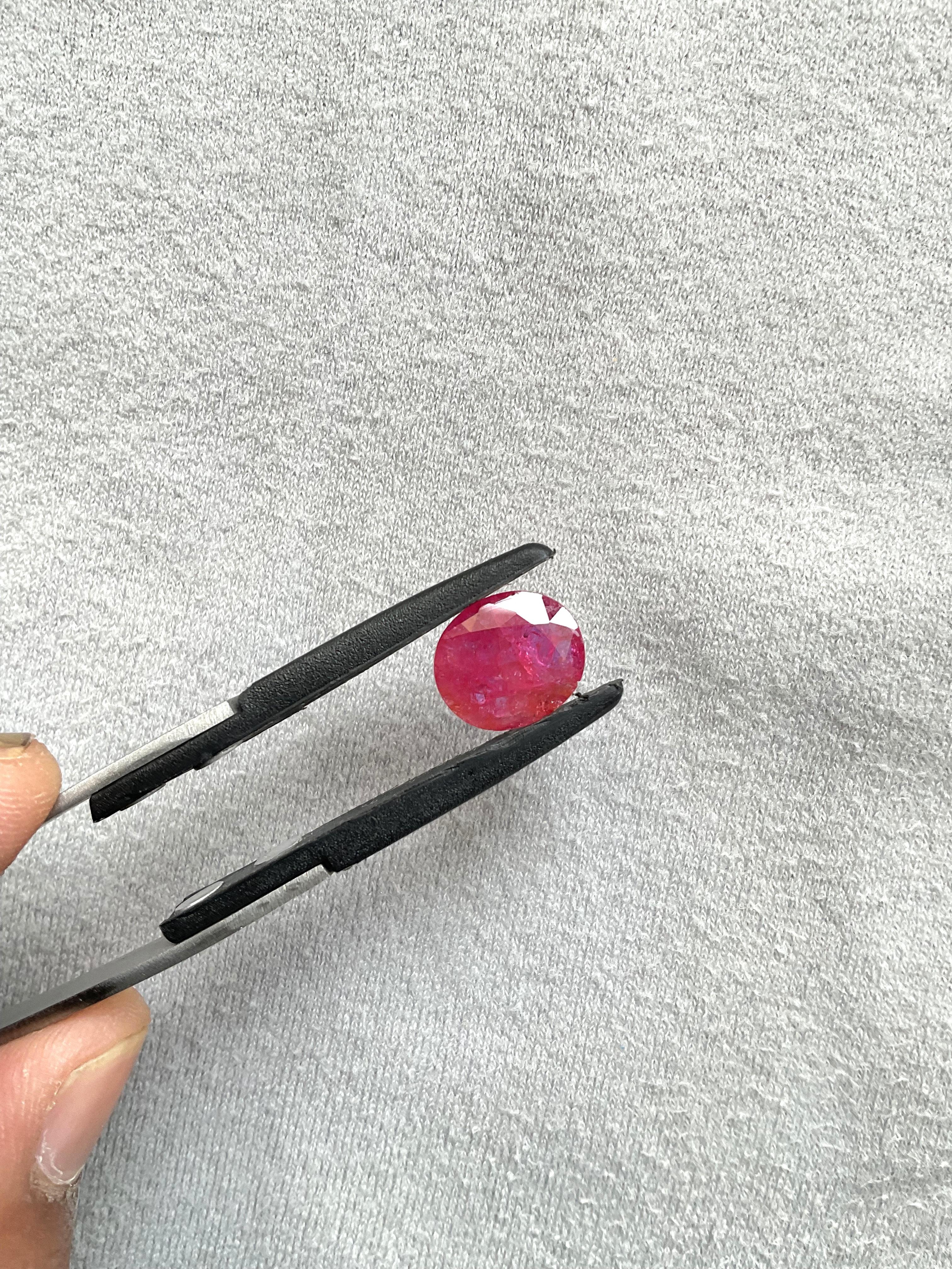 Oval Cut Certified 4.23 Carats Mozambique Ruby Oval Faceted Cut stone No Heat Natural Gem For Sale