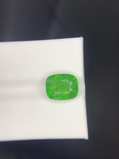 Certified 4.41 Carat Natural Loose Tsavorite Garnet Cushion Cut Gemstone