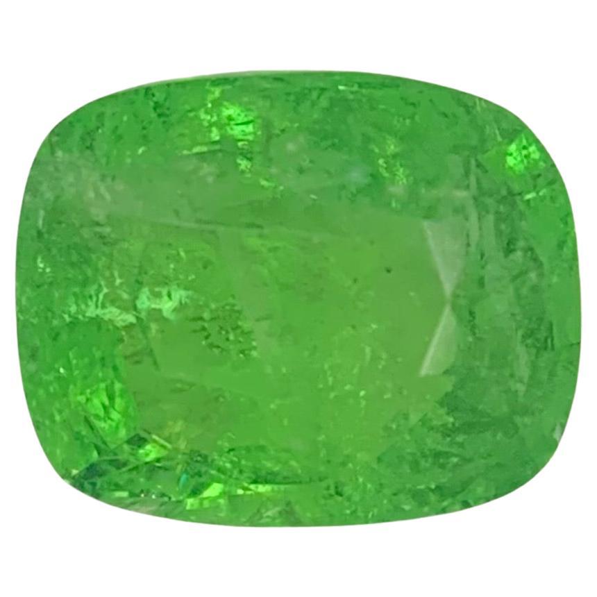 Certified 4.41 Carat Natural Loose Tsavorite Garnet Cushion Cut Gemstone