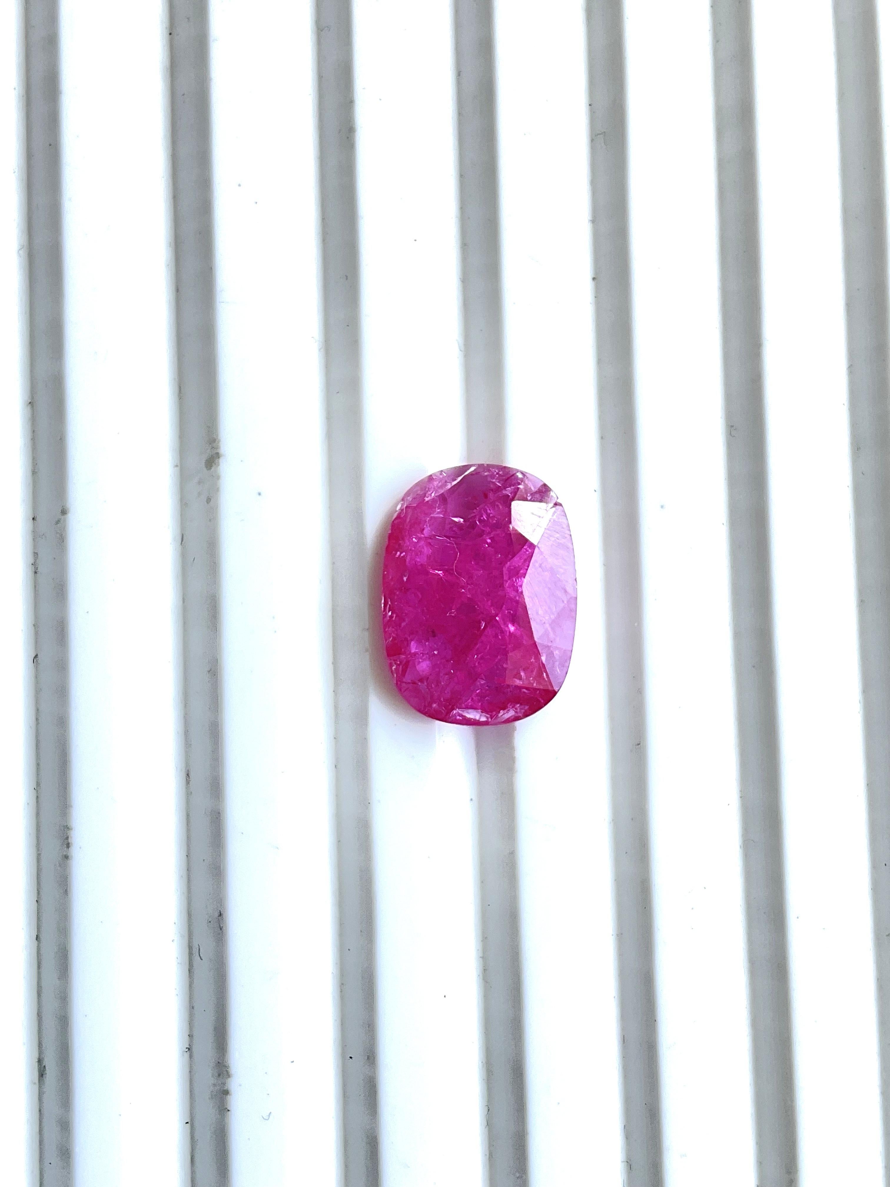 Certified 4.43 Carats Mozambique Ruby Cushion Faceted Cut stone No Heat Natural In New Condition For Sale In Jaipur, RJ