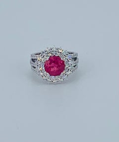 Contemporary 4.45 Carat Ruby Halo Diamond Cocktail Ring