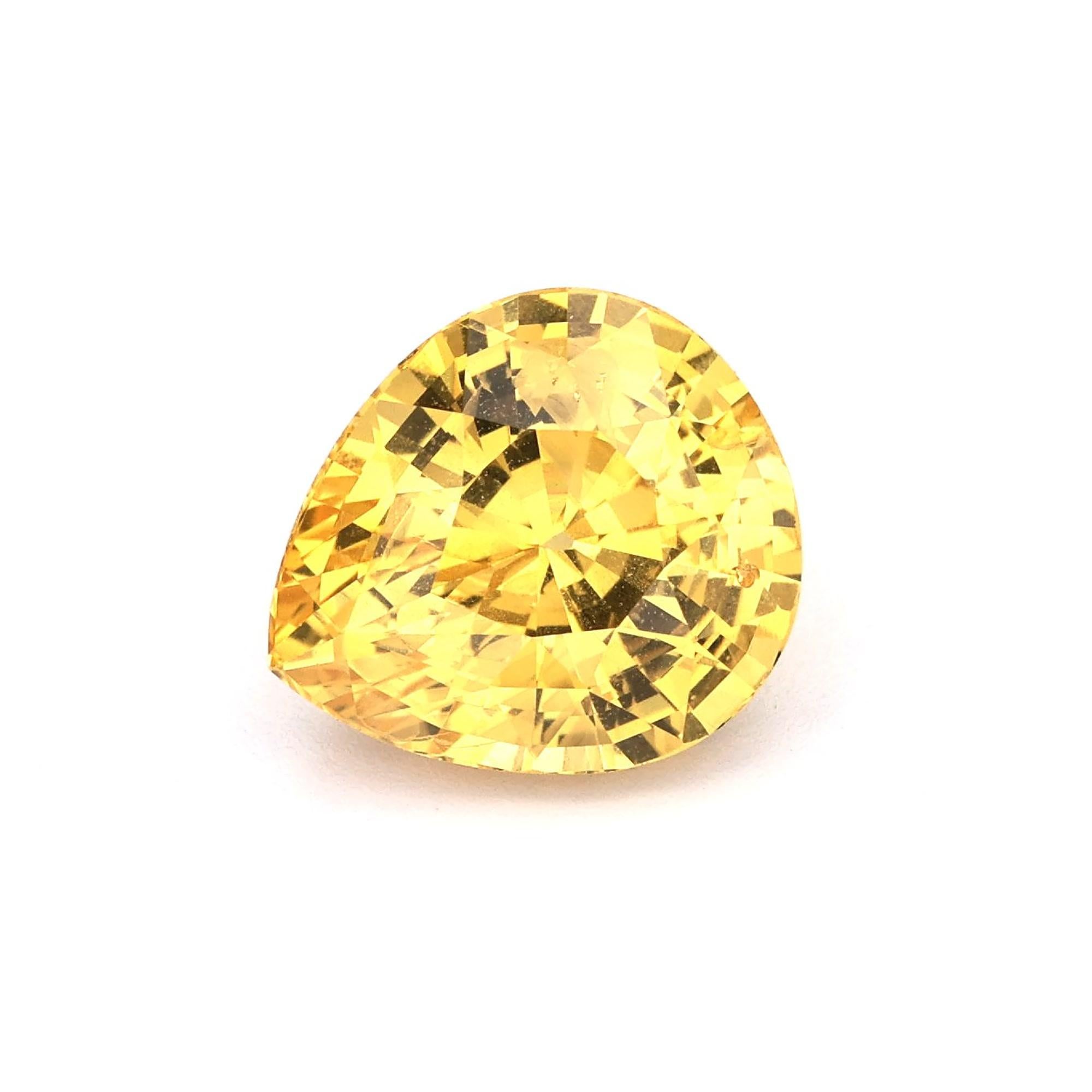 Natural Yellow Sapphire Pear shape Gemstone, This exquisite gemstone originates from Ceylon (Sri Lanka), known for producing exceptional quality stones. With its internally flawless clarity.

• Variety: Yellow Sapphire 
• Origin: Sri Lanka