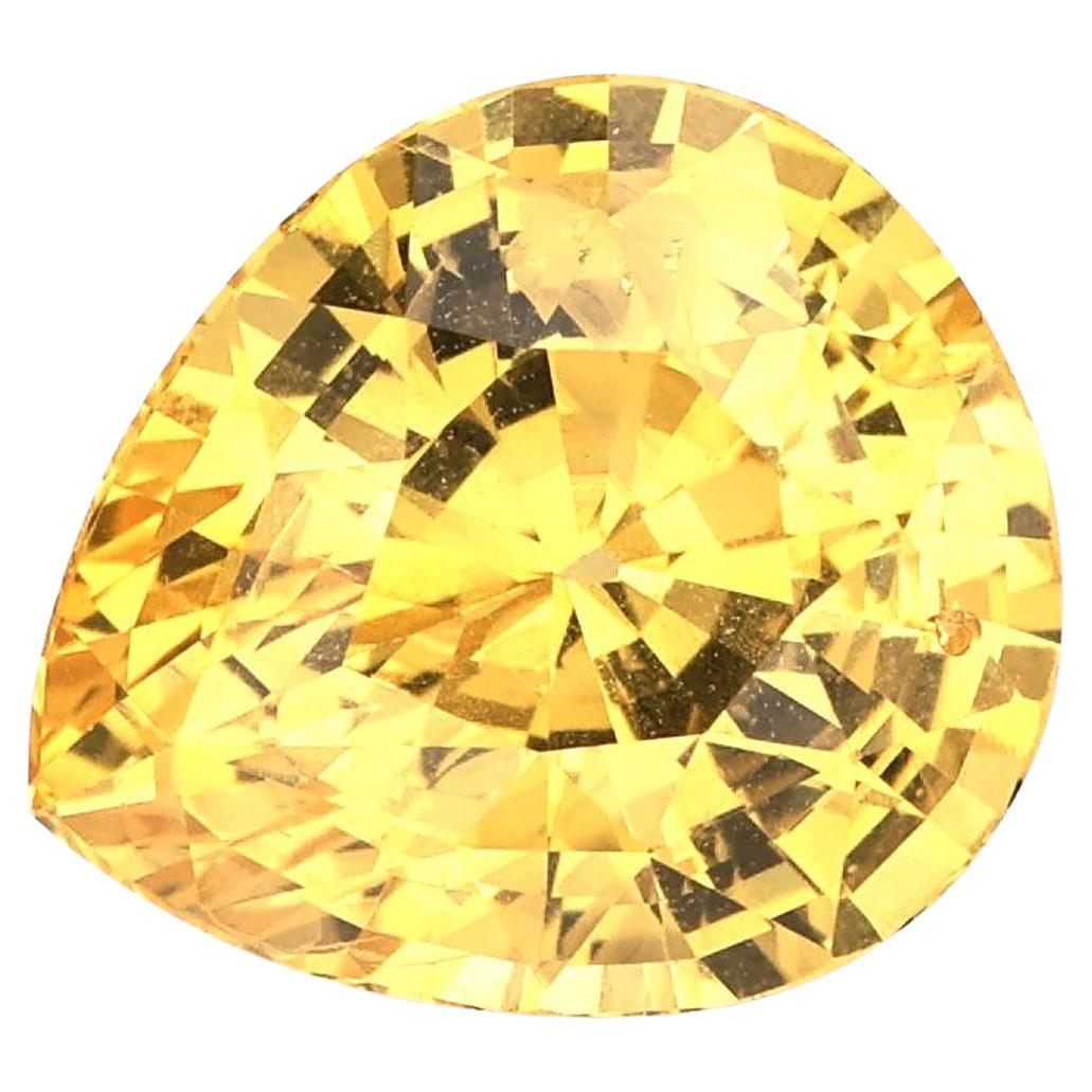 Certified 4.45 ct Natural Yellow Sapphire Pear Shape Ceylon Origin Ring Stone For Sale