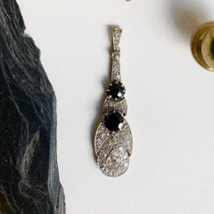 Certified 4.48 Carat Sapphire and Diamond Art Deco Pendentif