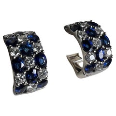 Certifié 4,5 carats  Boucles d'oreilles saphir et diamant