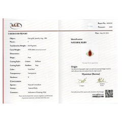 Certified 4.56 Carat Ruby and Diamond Three-Stone Engagement Ring