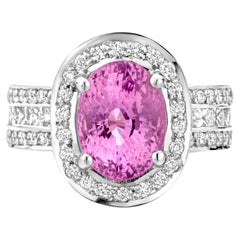 Certified 4.58 Carat Pink Sapphire & Diamond 1.34 Carat 18k Cocktail Ring