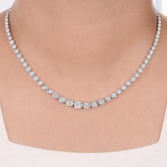 Certified 4.61 Ct SI/H Graduated Diamond Tennis Necklace 14 Karat White Gold