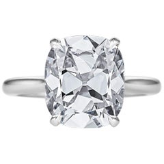 Certified 4.68 Cushion Brilliant Cut Diamond Platinum Engagement Ring