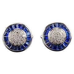 Certified 4.69 Carat Sapphire and Diamond Cufflinks