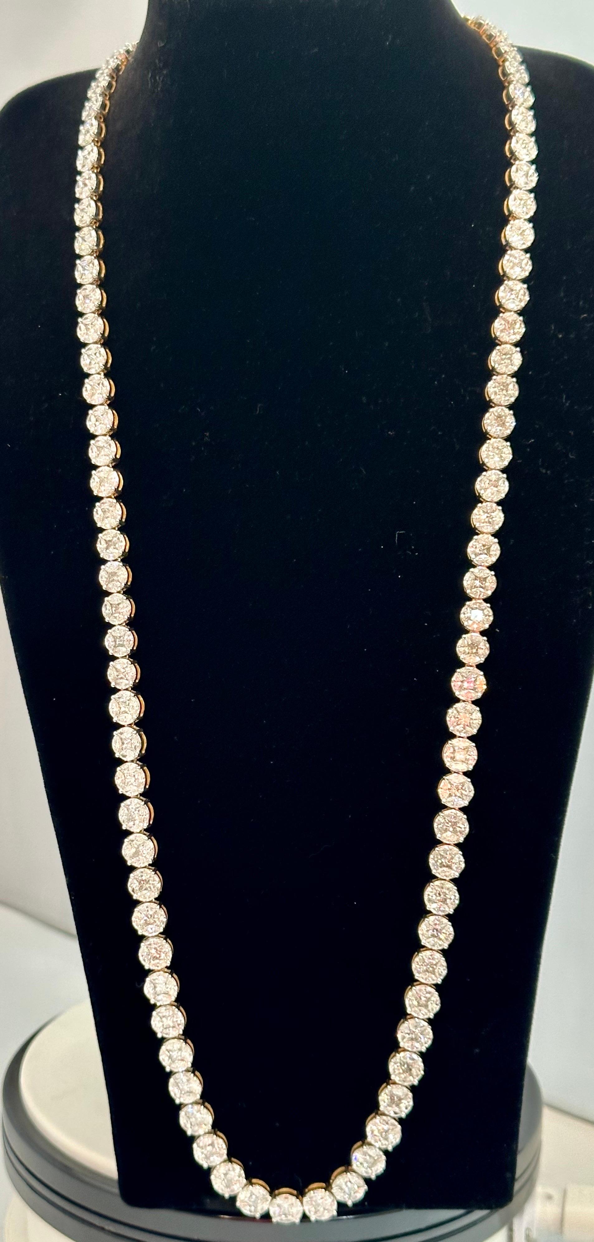 Collier Riviera en or blanc 18 carats avec diamants sertis en pavé certifiés 47 carats de 28 pouces de long en vente 7