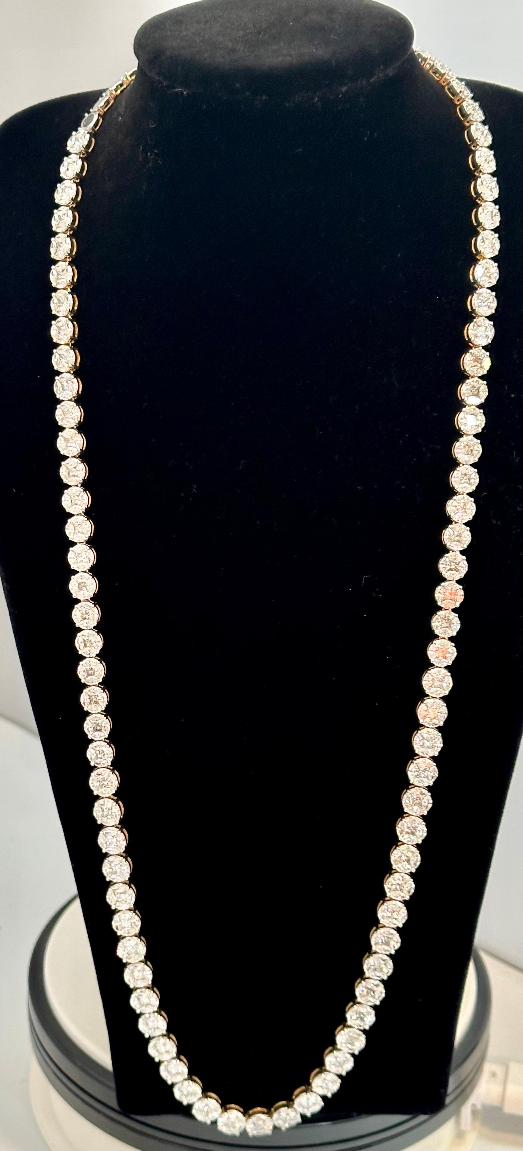 Collier Riviera en or blanc 18 carats avec diamants sertis en pavé certifiés 47 carats de 28 pouces de long en vente 8
