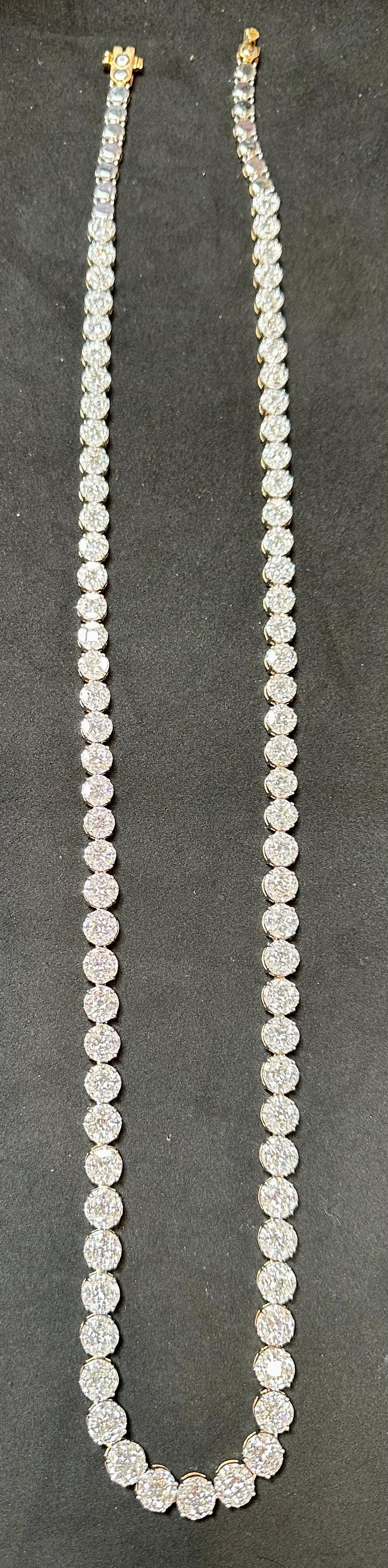 Collier Riviera en or blanc 18 carats avec diamants sertis en pavé certifiés 47 carats de 28 pouces de long en vente 11