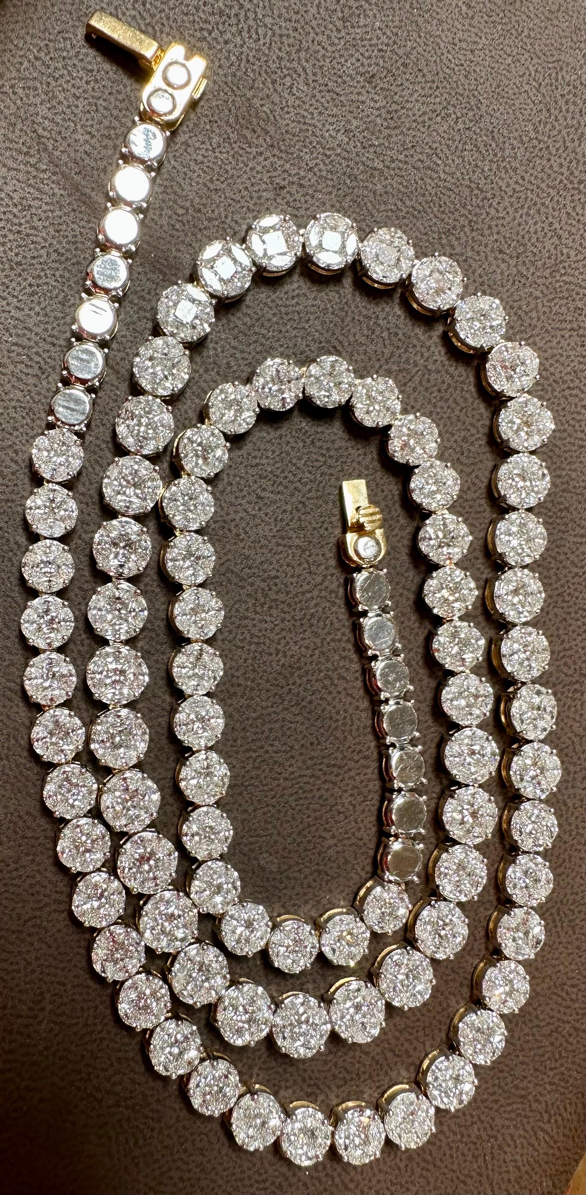 Collier Riviera en or blanc 18 carats avec diamants sertis en pavé certifiés 47 carats de 28 pouces de long en vente 13