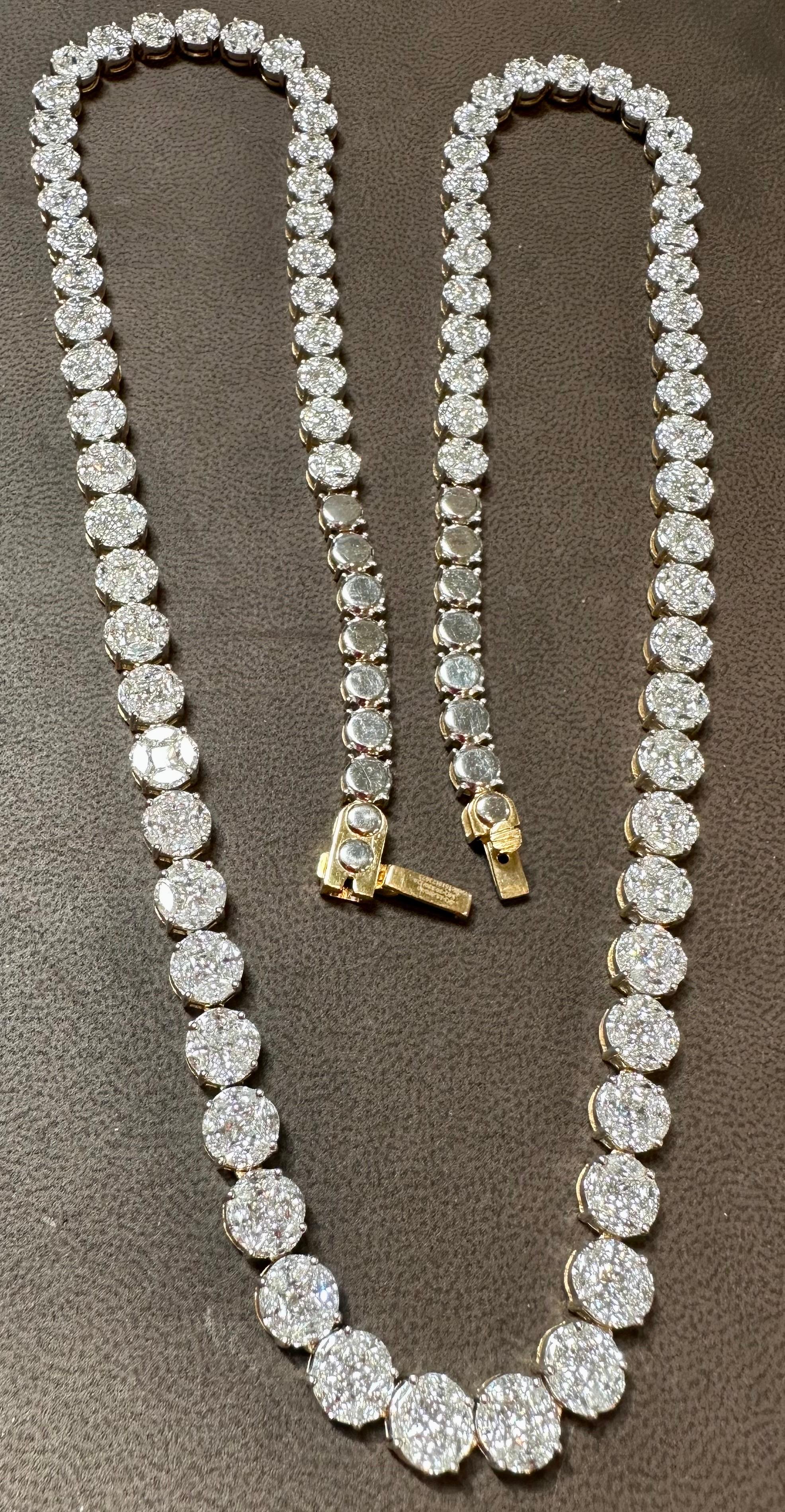 Collier Riviera en or blanc 18 carats avec diamants sertis en pavé certifiés 47 carats de 28 pouces de long en vente 14