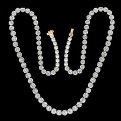 Certified 47 Ct Pave set Diamond Riviera Necklace in 18 Kt White Gold 28" Long