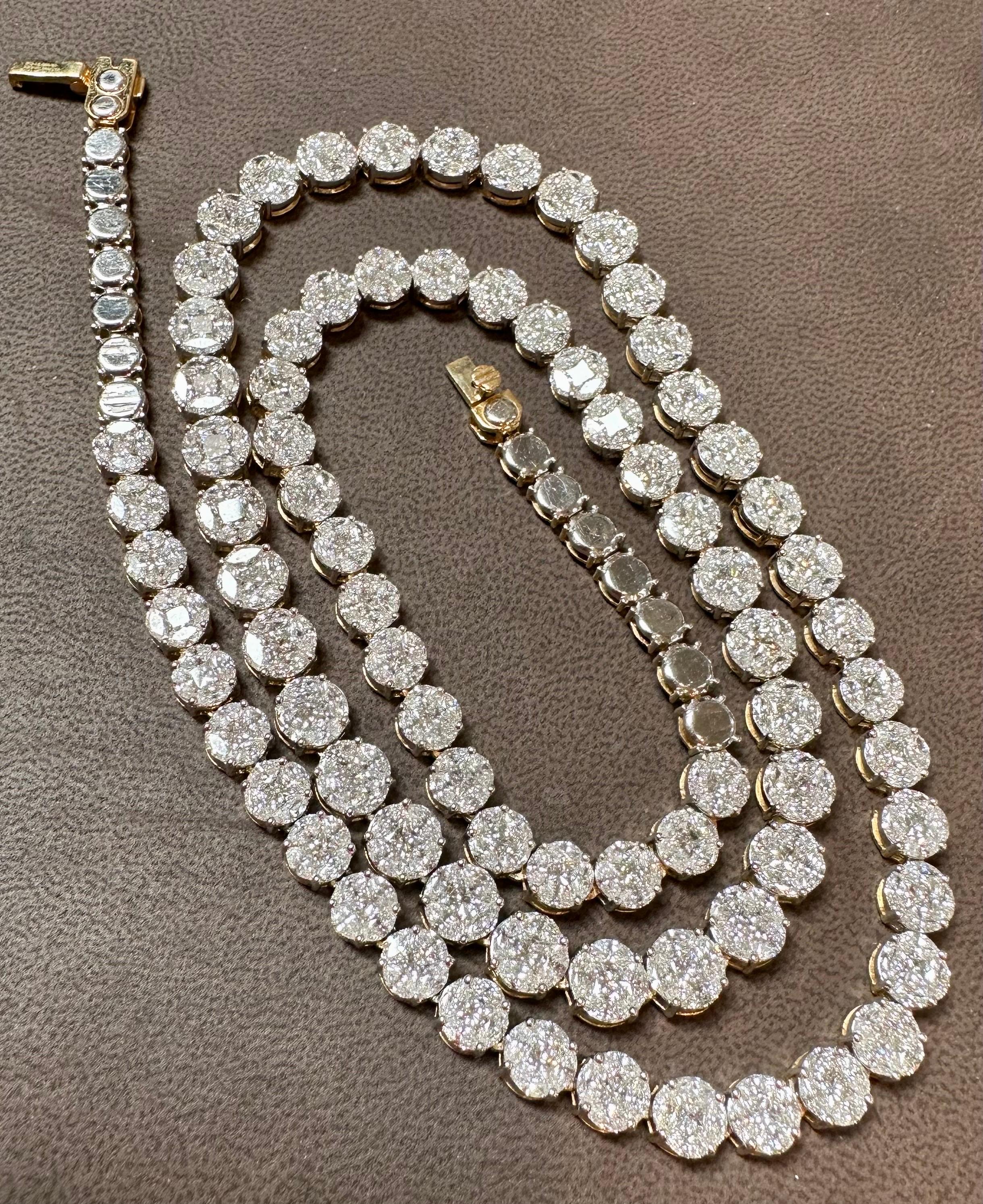 Collier Riviera en or blanc 18 carats avec diamants sertis en pavé certifiés 47 carats de 28 pouces de long Neuf - En vente à New York, NY