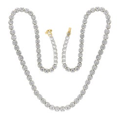 Collier Riviera en or blanc 18 carats avec diamants sertis en pavé certifiés 47 carats de 28 pouces de long