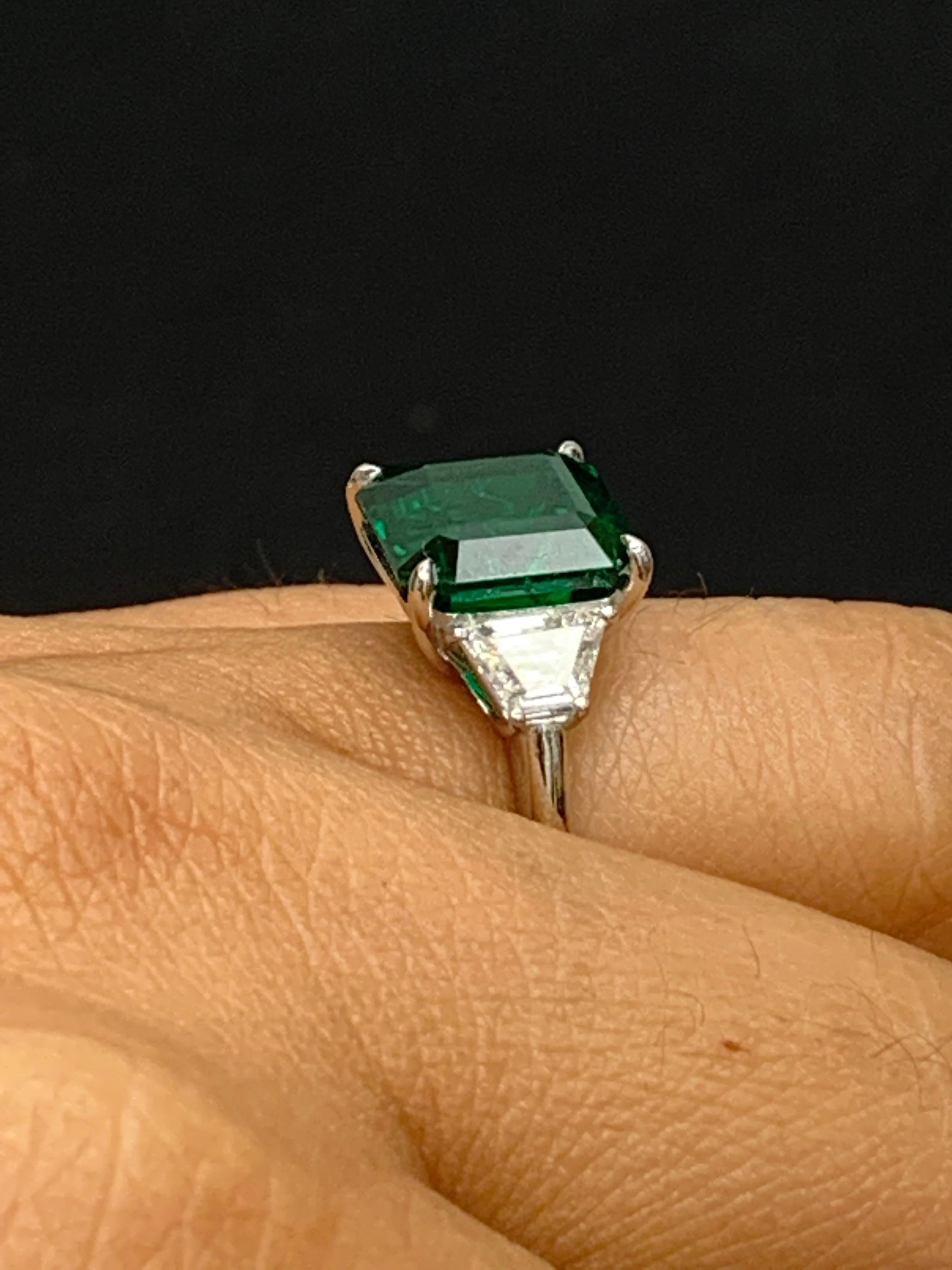 Certified 4.78 Carat Emerald Cut Emerald Diamond Engagement Ring in Platinum For Sale 7