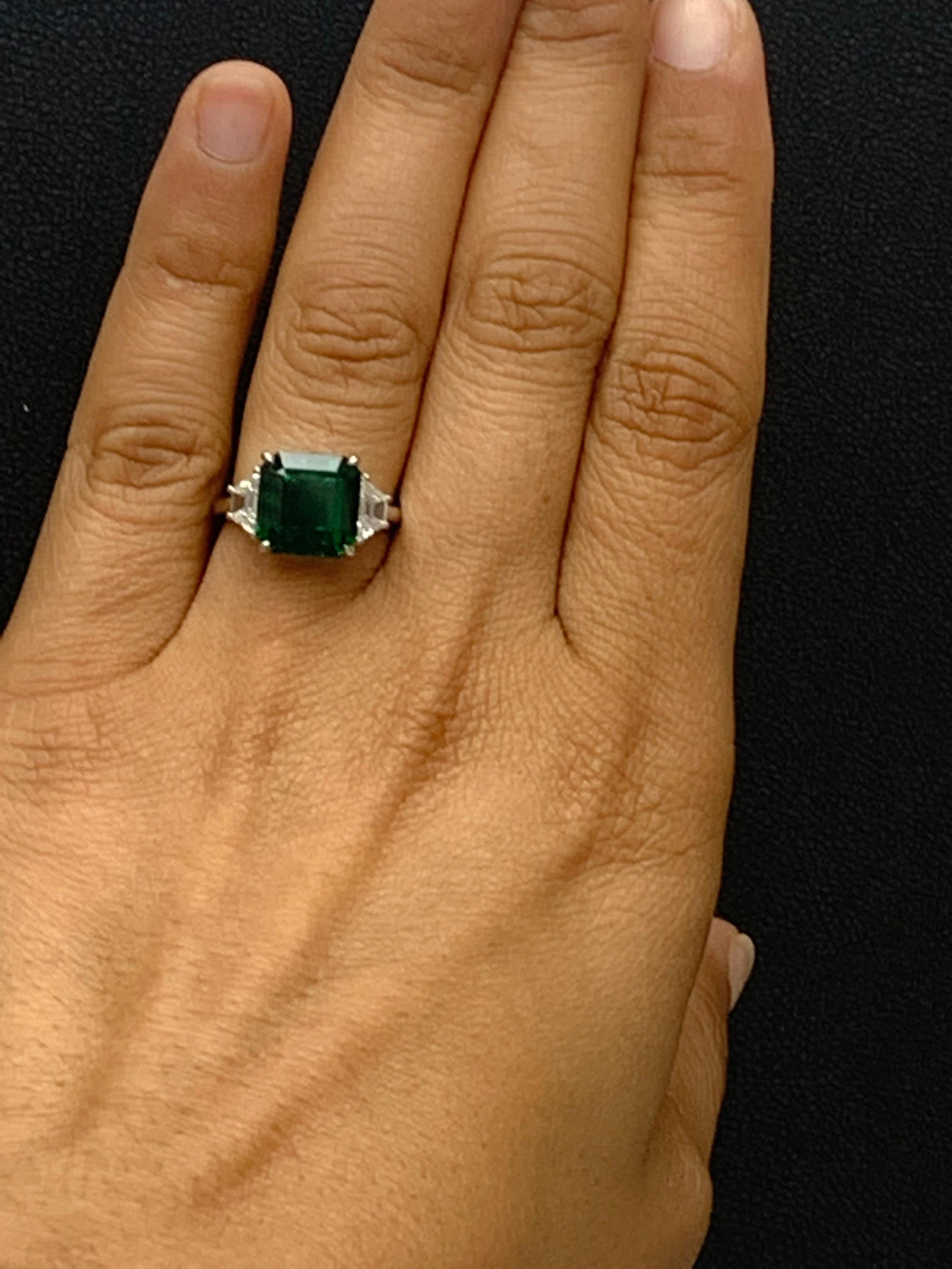 Certified 4.78 Carat Emerald Cut Emerald Diamond Engagement Ring in Platinum For Sale 8