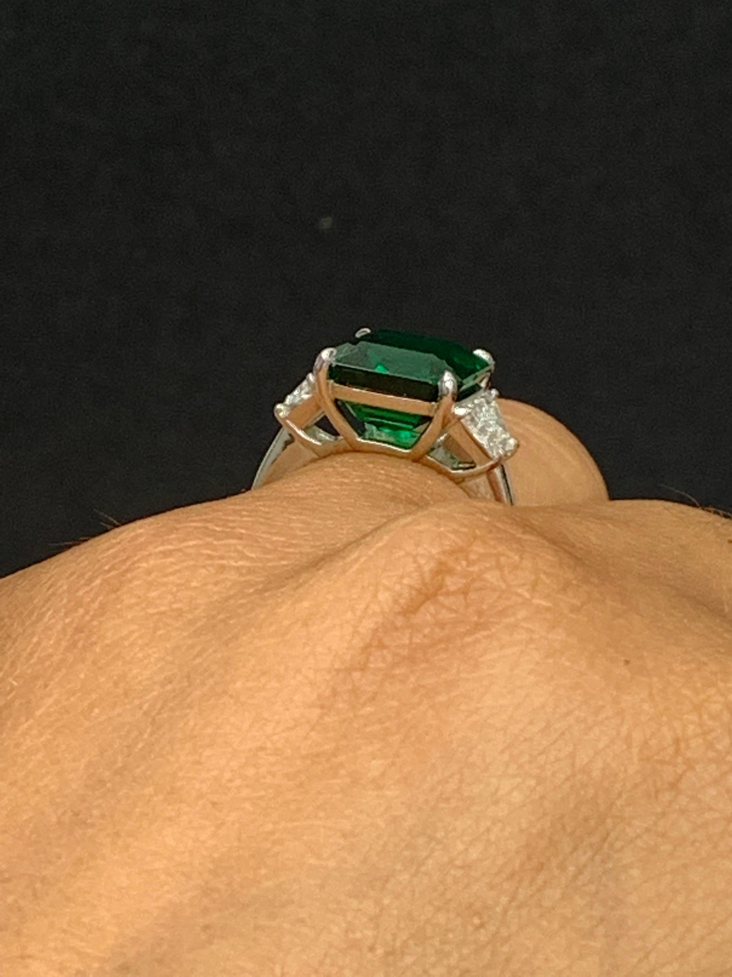 Certified 4.78 Carat Emerald Cut Emerald Diamond Engagement Ring in Platinum For Sale 10
