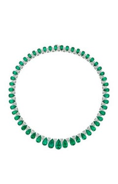 Certified 48.00 Carats Pear Shape Emeralds & 15.00 Carats Pear Shape Diamonds