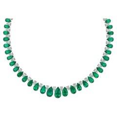 Certified 48.00 Carats Pear Shape Emeralds & 15.00 Carats Pear Shape Diamonds