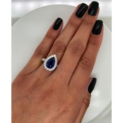 Certified 4.81 Carat Pear Cut Ceylon Sapphire Diamond Cocktail Ring in Platinum