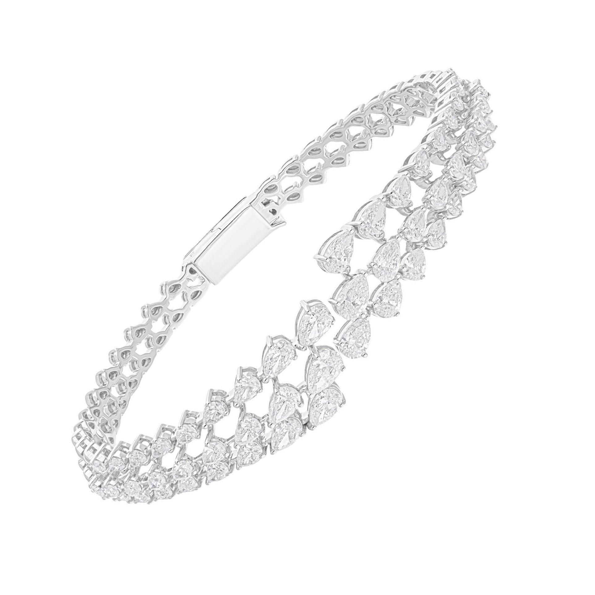 Bracciale Clamper con diamanti certificati da 4,81 carati SI/H in oro bianco 14 carati