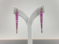 Certified 4.85 Carat Pink Sapphire and Diamond Dangle Earrings