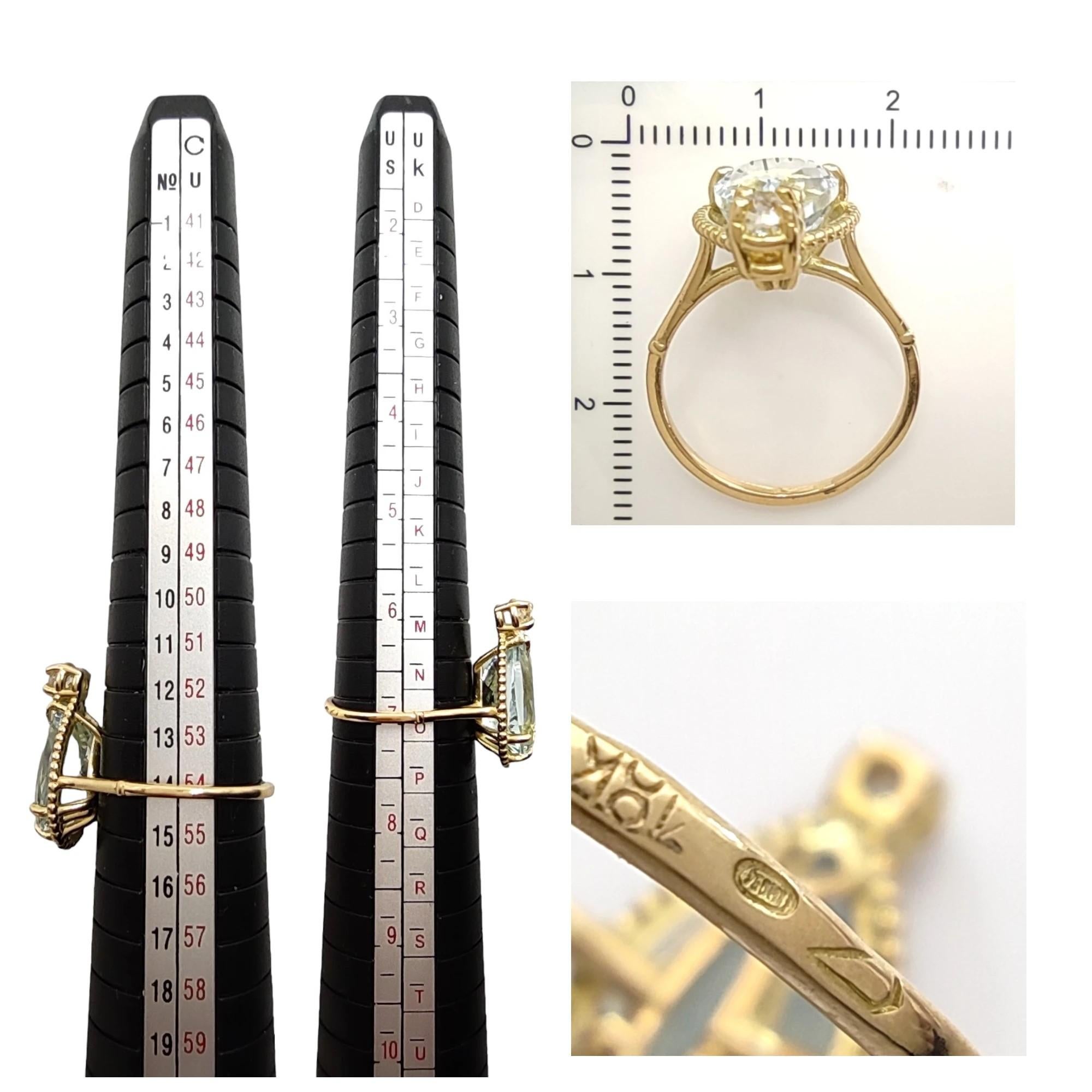  Certified 4.90 carats Aquamarine  Diamond 18 kyellow gold Ring  Artisan Made For Sale 5