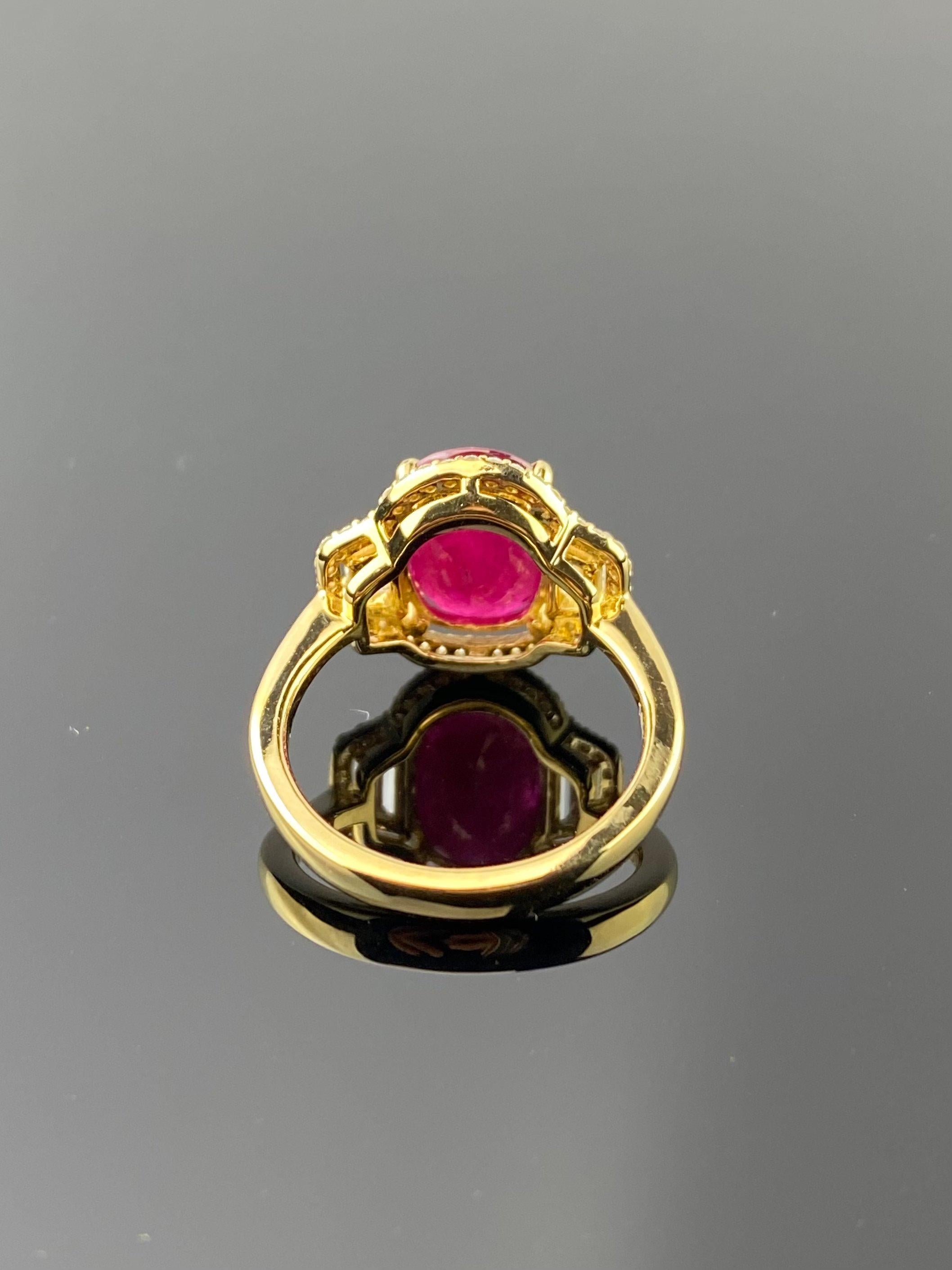 Certified 4.94 carat Ruby And Diamond Three Stone Engagement Ring In New Condition For Sale In Bangkok, Thailand