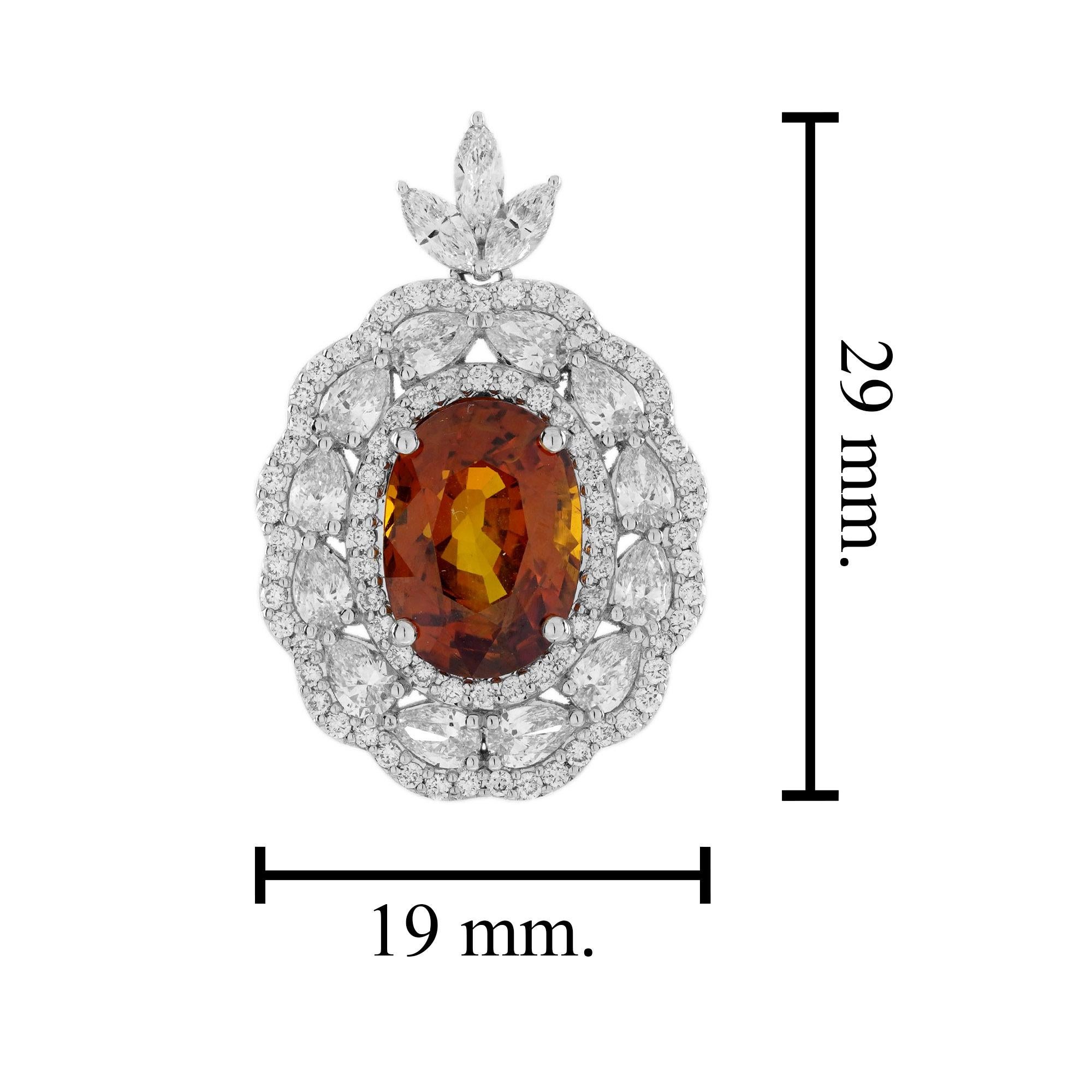 Certified 4.94 Ct. Yellow Sapphire Diamond Antique Style Pendant in 18K Gold In New Condition In Bangkok, TH