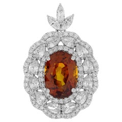 Certified 4.94 Ct. Yellow Sapphire Diamond Antique Style Pendant in 18K Gold