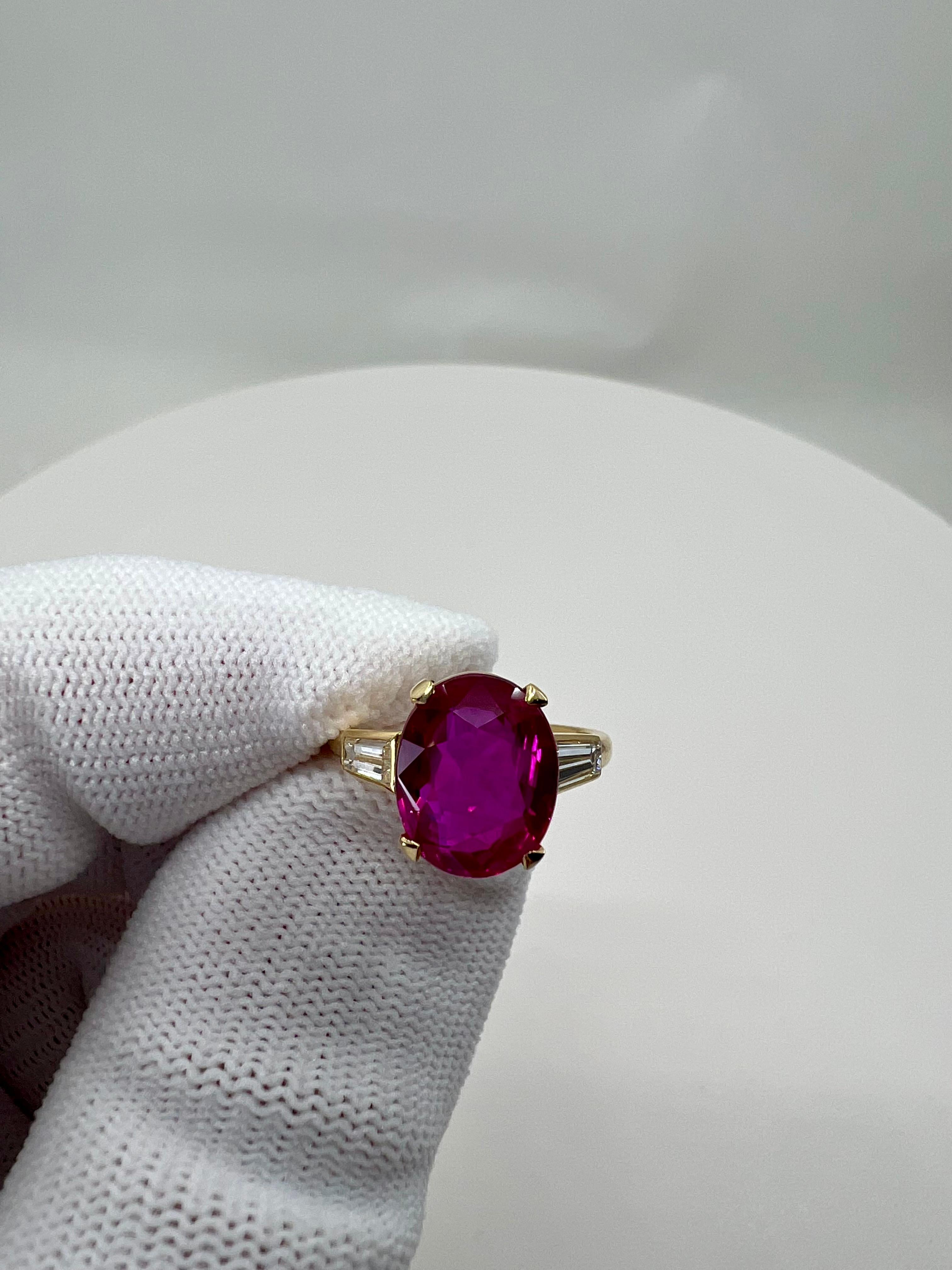 Certified 5 Carat Burma No Heat Pink Red Ruby & Diamond Ring, Crystal Clean! 7