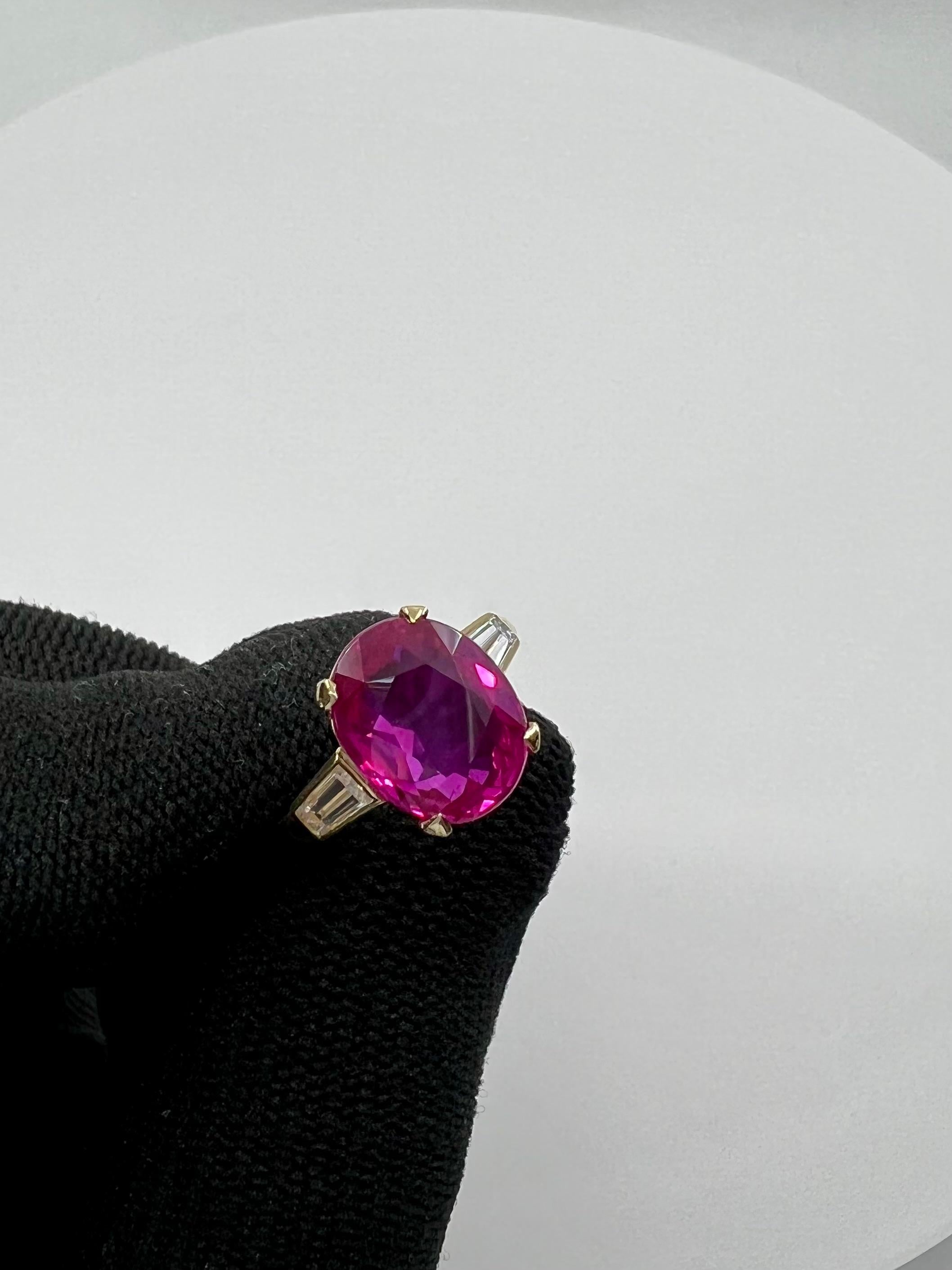 Certified 5 Carat Burma No Heat Pink Red Ruby & Diamond Ring, Crystal Clean! In Good Condition In Hong Kong, HK